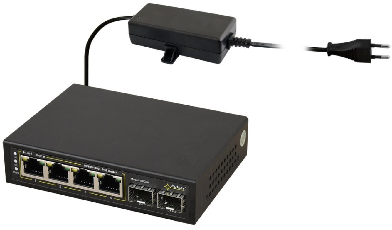 Netværksswitch med PoE 4+2 SFP – PULSAR SFG64 billede
