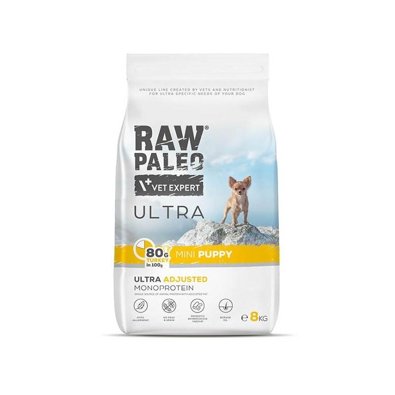 Hundefoder VetExpert RAW PALEO Ultra Mini Puppy - kalkun, tørfoder 8 kg billede