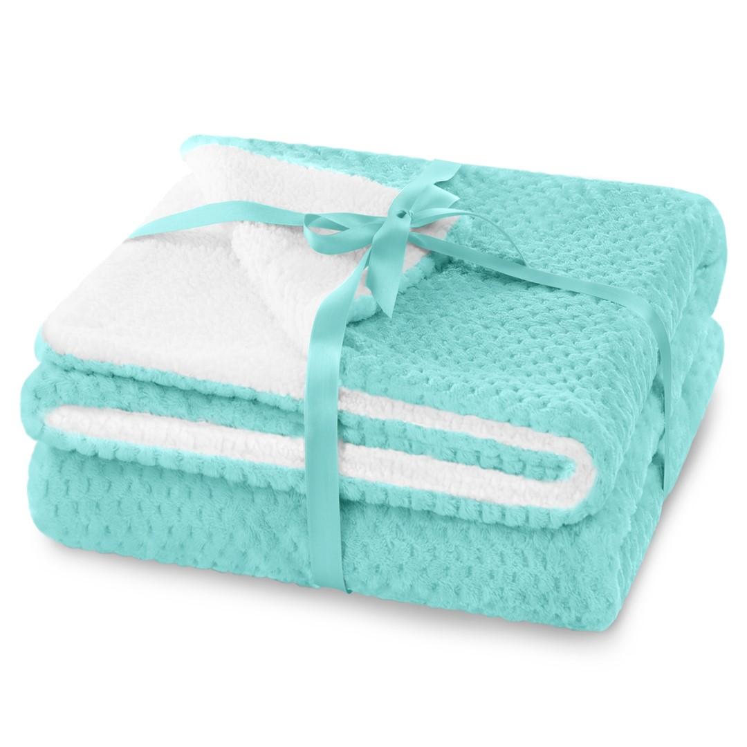 Plaid AmeliaHome Shleepy - turkis, jacquard, 130×180 cm billede