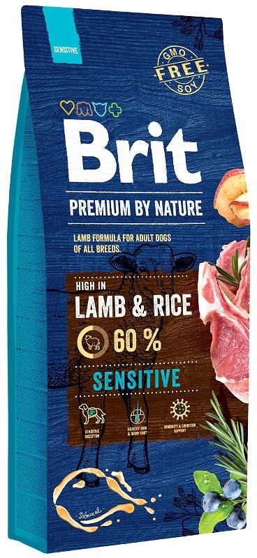 Hundefoder Brit Premium by Nature Sensitive Lam & ris 15 kg billede