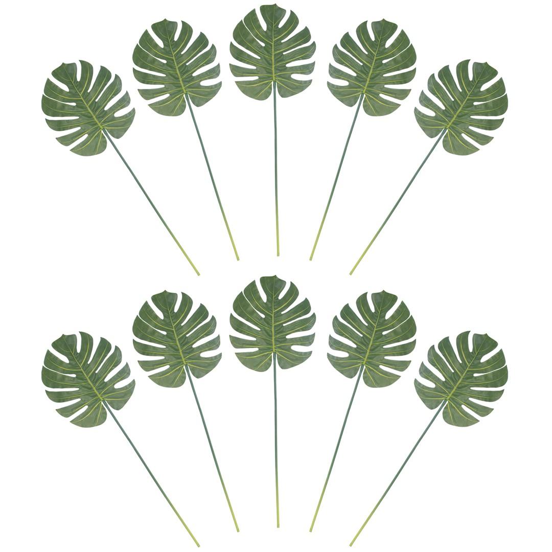 Kunstig monstera-blad - AmeliaHome Tropi, grøn, 10 stk billede
