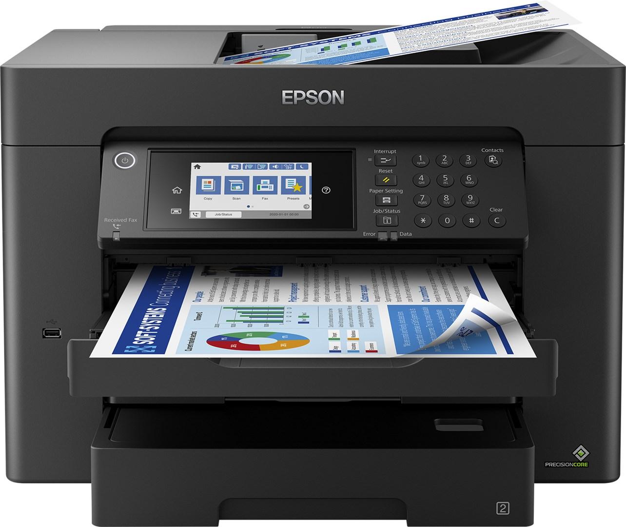 Inkjet printer farve - Epson WorkForce WF‑7840DTWF multifunktionsprinter A3 med duplex