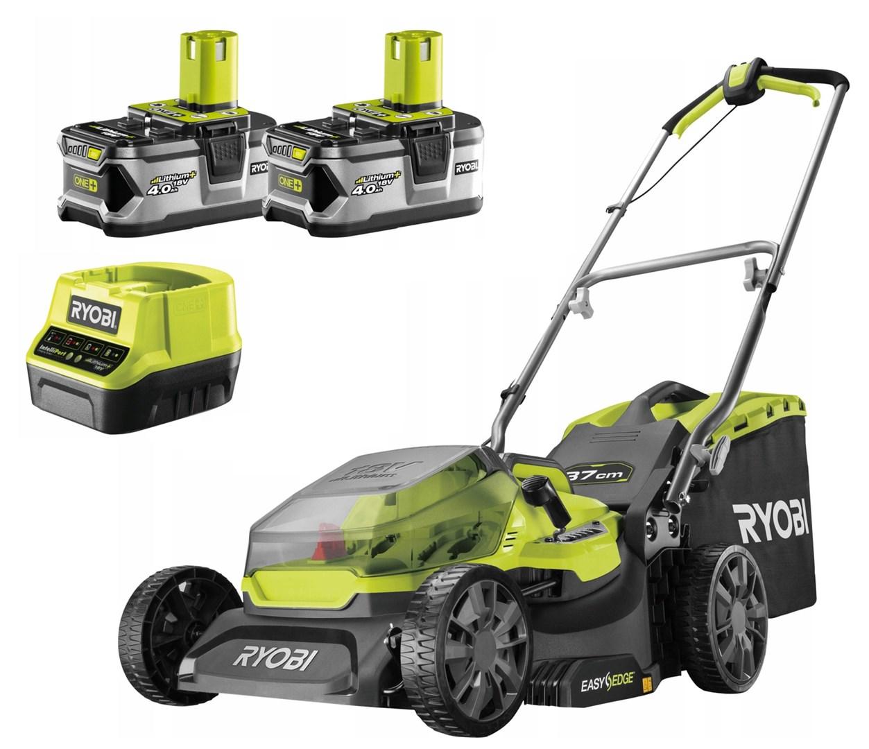 Plæneklipper RYOBI 18V akku (37 cm) med 2 batterier og lader billede