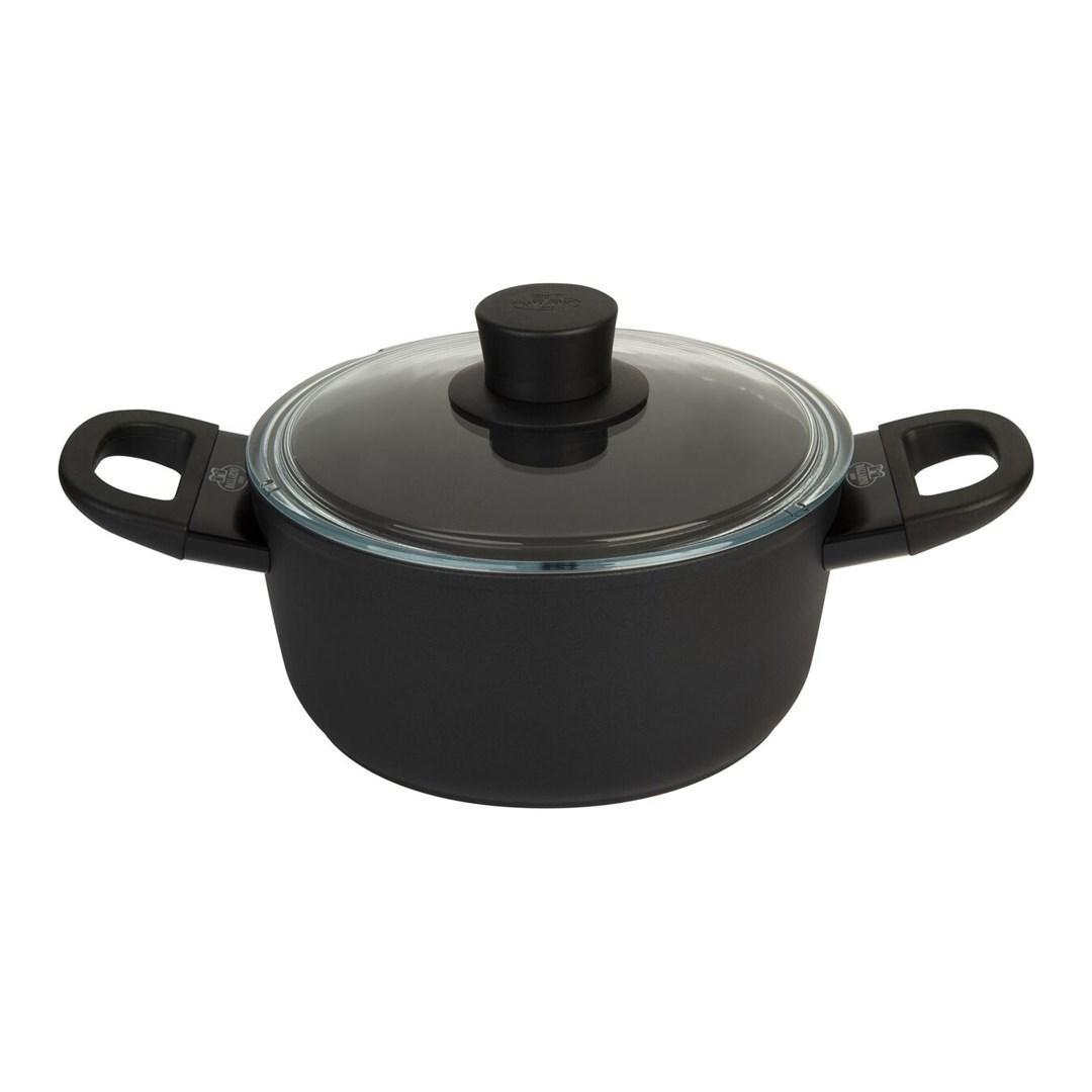 Gryde 24 cm med glaslÃ¥g - BALLARINI, rund, sort billede