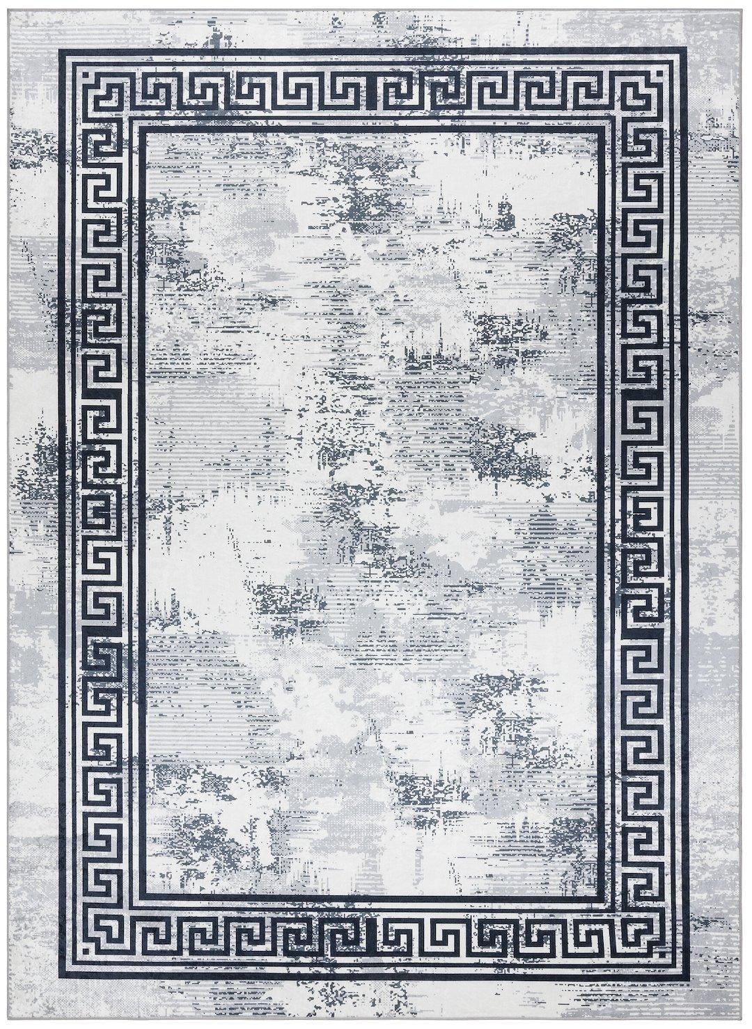 Gulvtæppe Hakano Arlen Marble 120×170 - hvid/marmor look billede