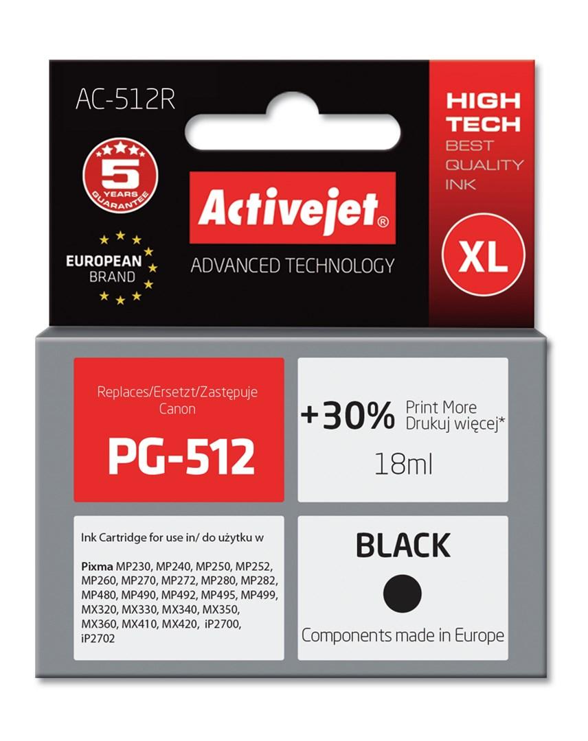 Blækpatron Canon PG-512 XL - Activejet Premium, sort, 18 ml billede