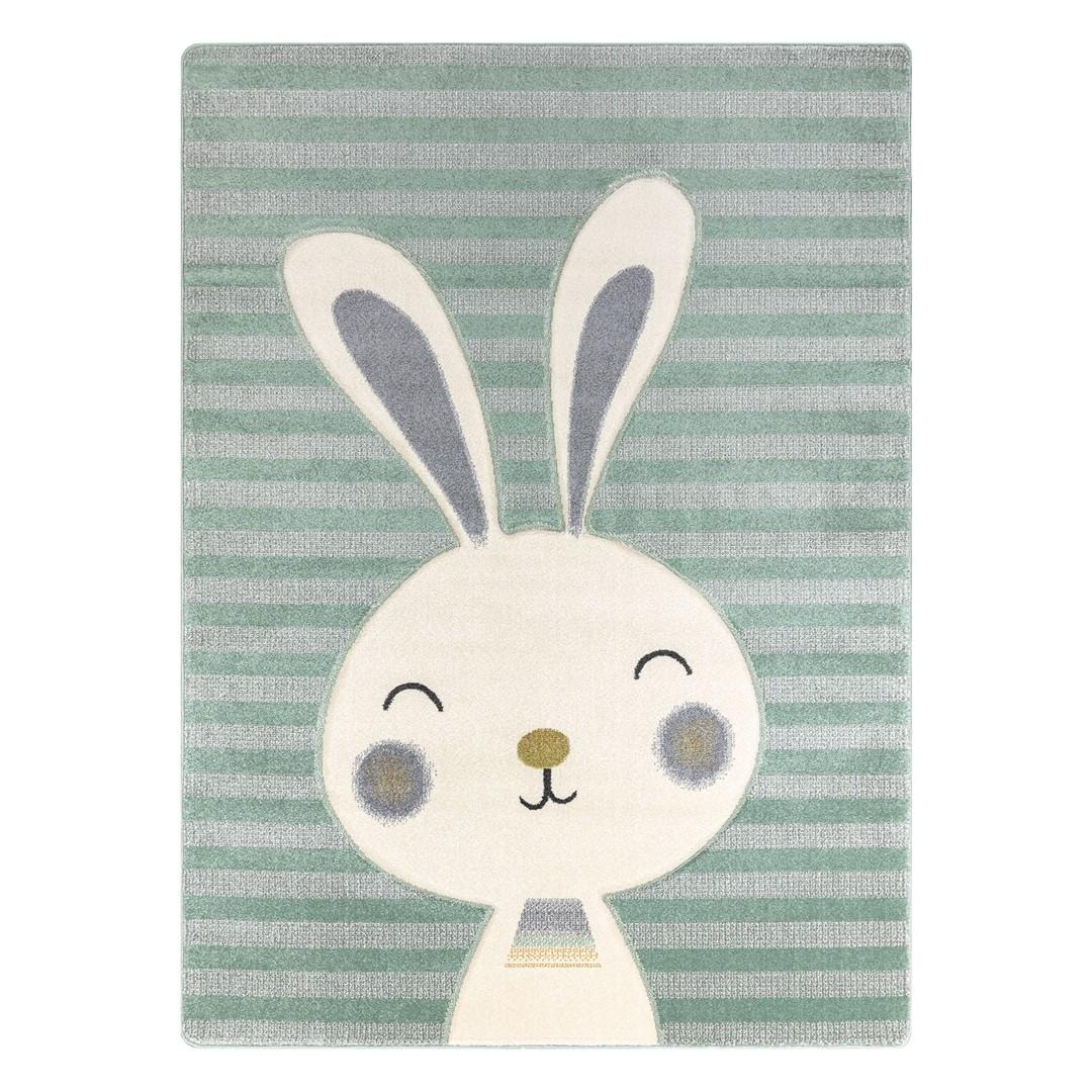 Gulvtæppe til børneværelset Hakano Tinies Rabbit - grøn, 140×190 cm billede