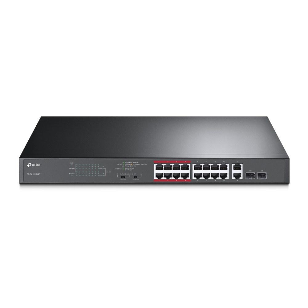 NetvÃ¦rksswitch TP-Link 16x Fast Ethernet + 2x Gigabit PoE+ (Unmanaged) billede
