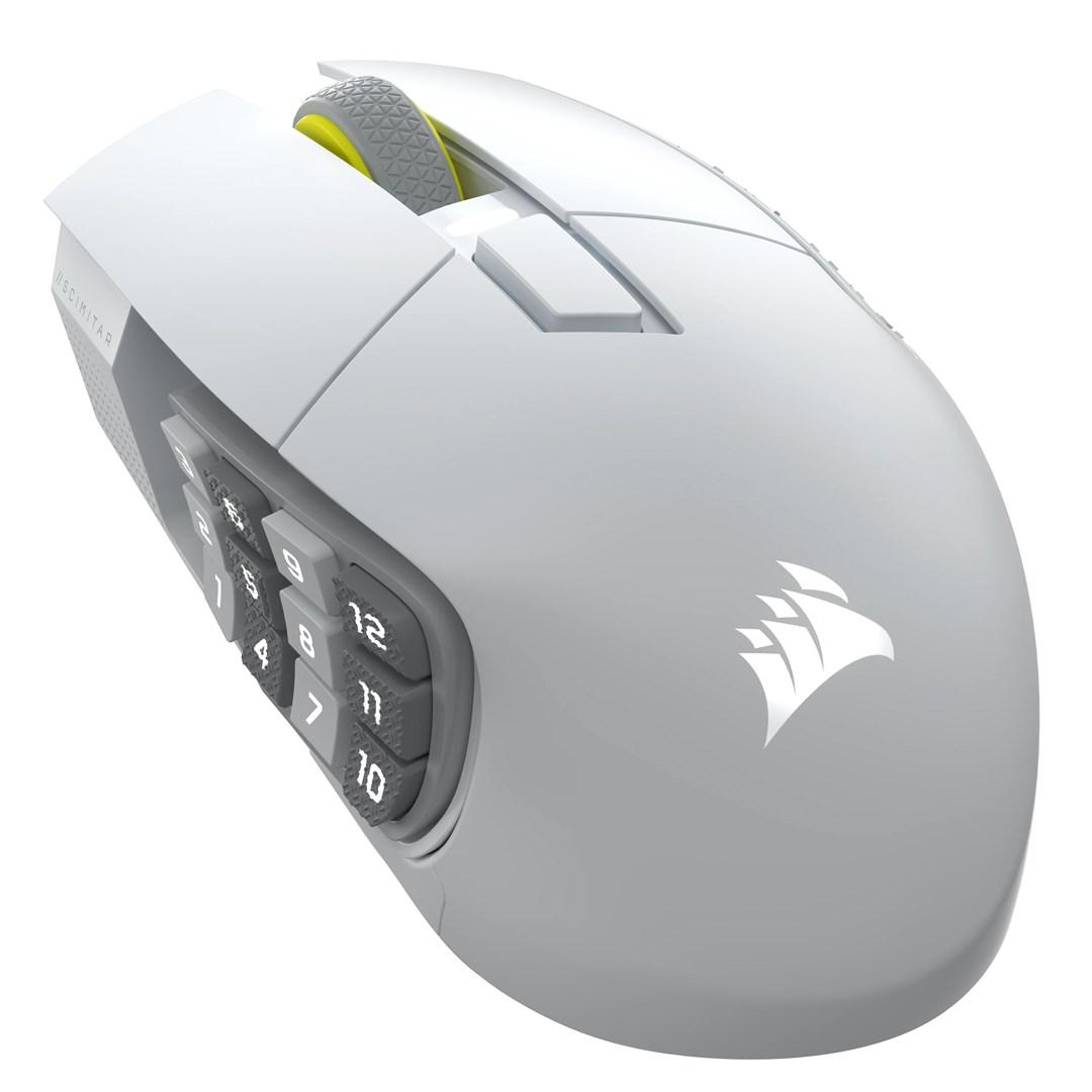 Gaming mus Corsair Scimitar Elite Wireless SE - højrehånd, RF + Bluetooth, optisk 33.000 DPI (hvid)