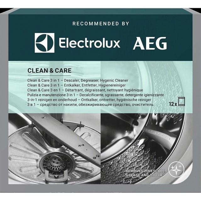 Afkalker og rengøringspulver til vaskemaskine og opvaskemaskine – Electrolux Clean & Care 3-i-1 (12 stk) billede