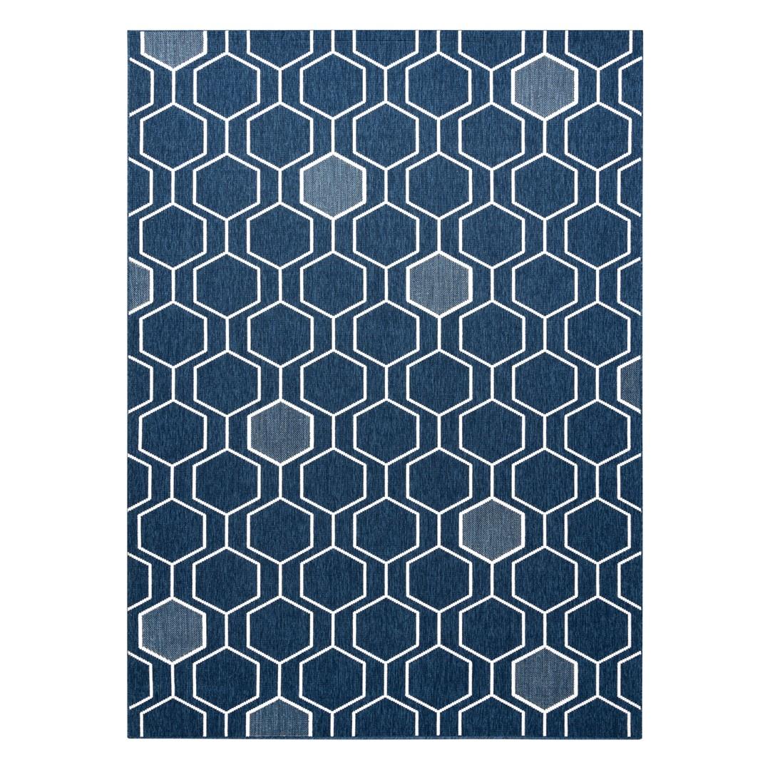 Gulvtæppe blå 140x200 - Hakano Wink Hexagon billede
