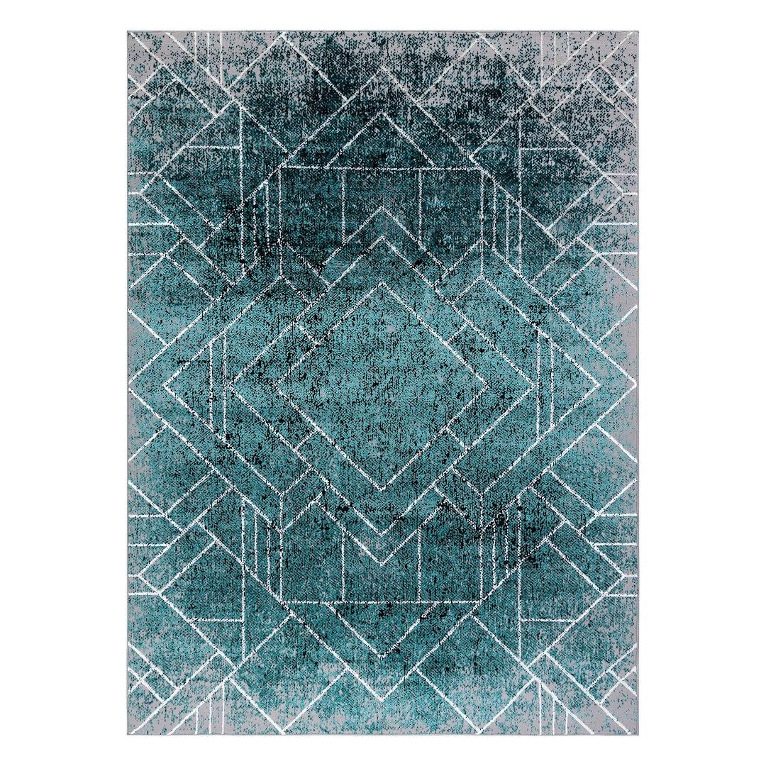Gulvtæppe Hakano Welli Rhombus - havgrøn, 160×220 cm billede
