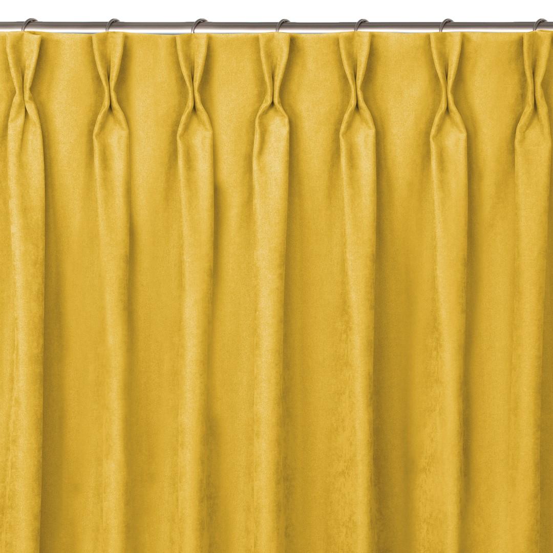 Mørklægningsgardin sennepsgul 140x245 - HOMEDE MILANA, klassisk chenille, Flex 7,5 cm billede