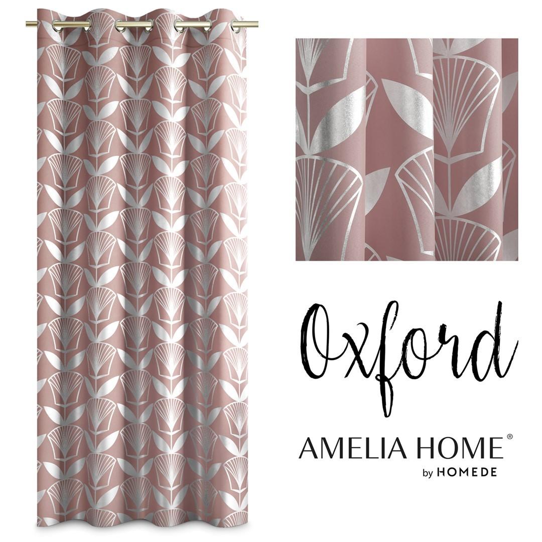 Mørklægningsgardin 140x250 pudderlyserød - Amelia Home Floris, sølv øskner billede