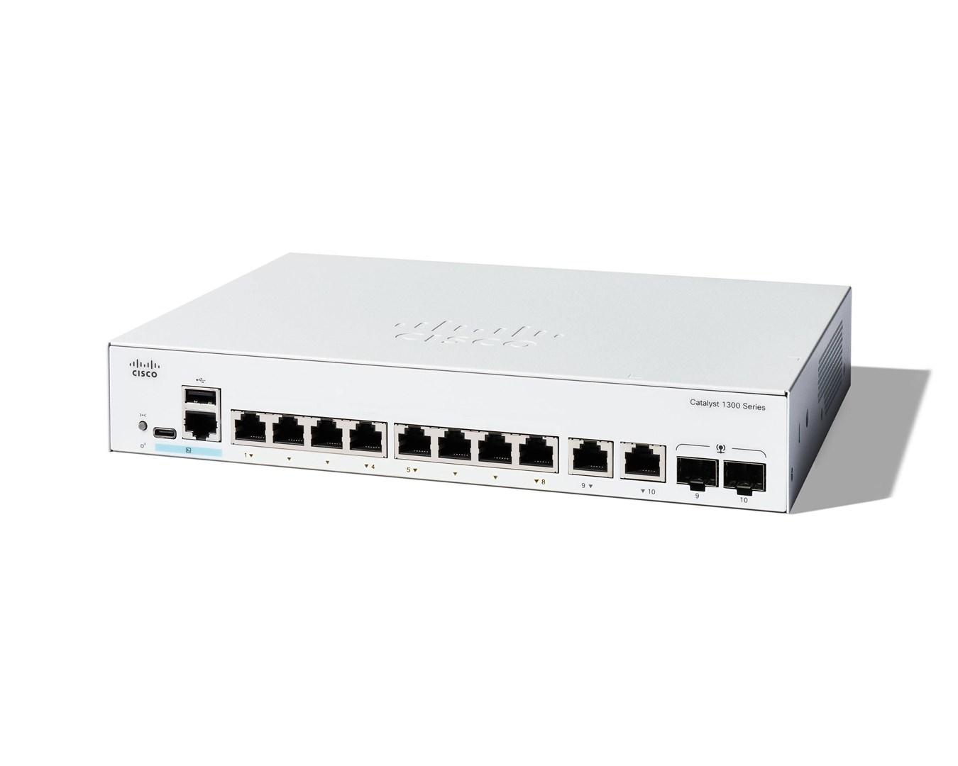 Netværksswitch Cisco Catalyst 1300-8T-E-2G - 8x Gigabit, 2x SFP combo, managed billede