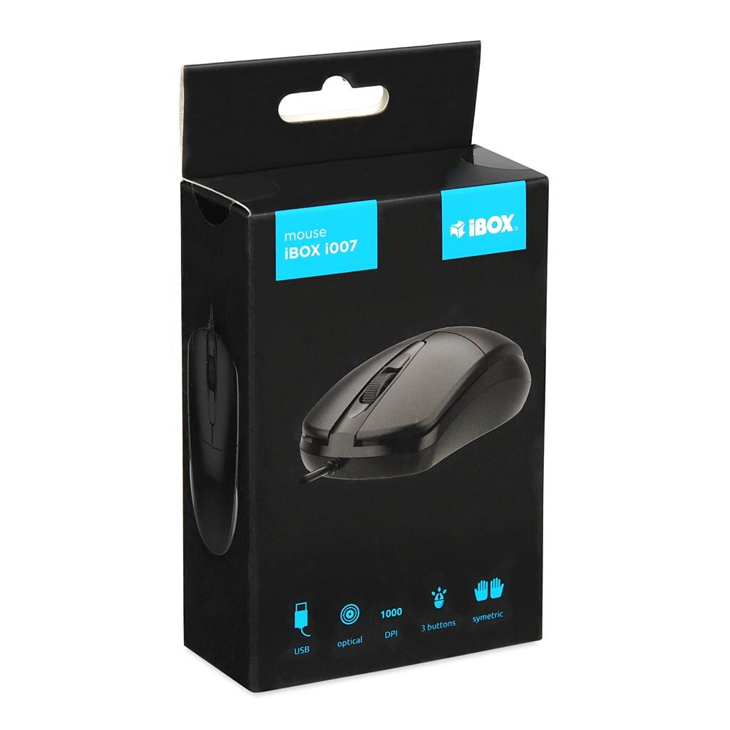 Mus med kabel iBox i010 Rook – optisk, 1600 DPI, sort billede