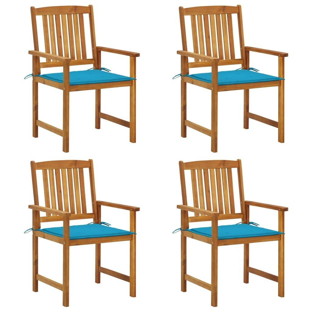 Havestole med hynder 4 stk. massivt akacietræ