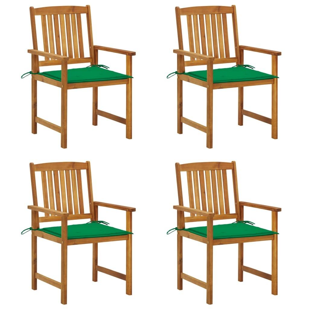 Havestole med hynder 4 stk. massivt akacietræ