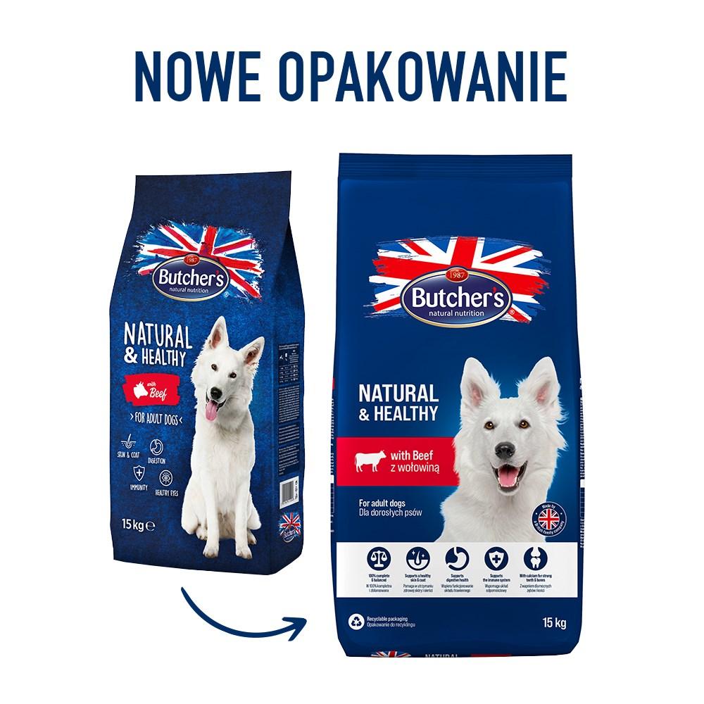 Hundefoder tørfoder Butcher's Natural & Healthy med oksekød 15 kg billede