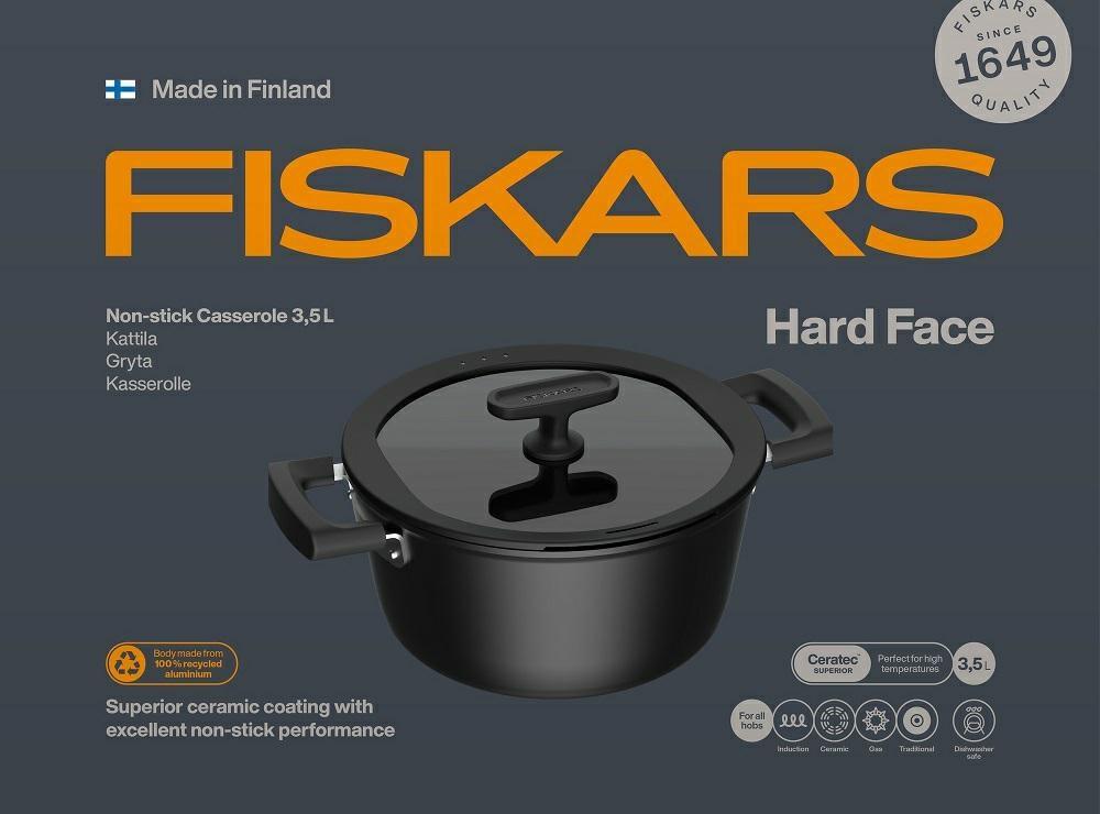 Gryde 3,5 l med låg, non-stick - Fiskars Hard Face