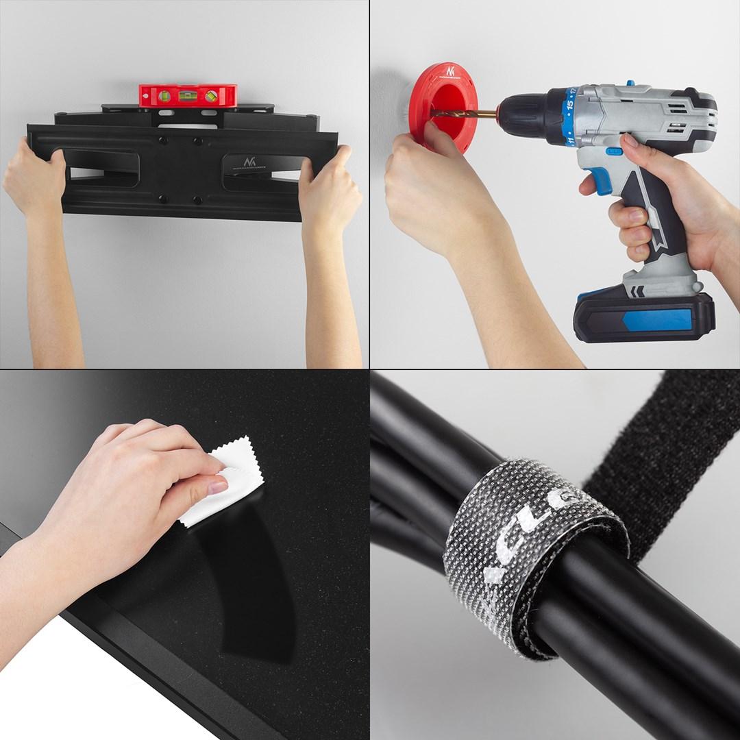 Vægbeslag til TV Maclean - VESA 600×400, 32-85", 60 kg, vip/rotate, 65-390 mm, sort billede