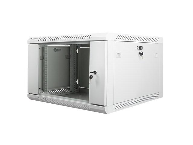 19" serverrack vægskab - Lanberg 6U, 600×600 mm, grå med glasdør billede