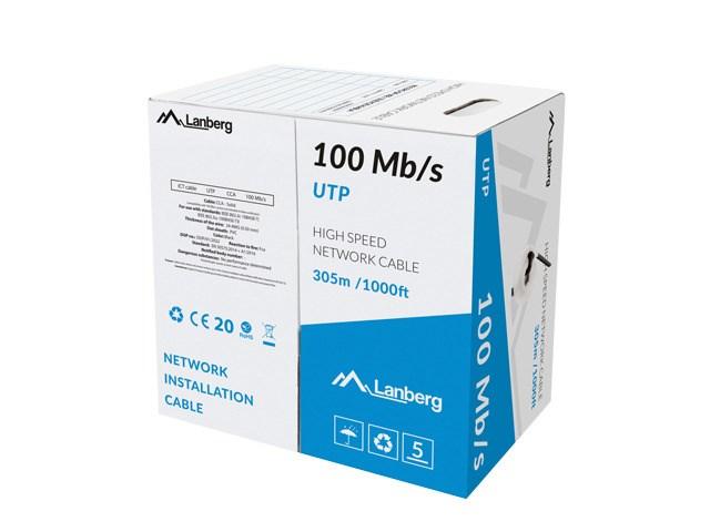Netværkskabel UTP 305 m - Lanberg, 100 Mb/s, sort, CCA billede