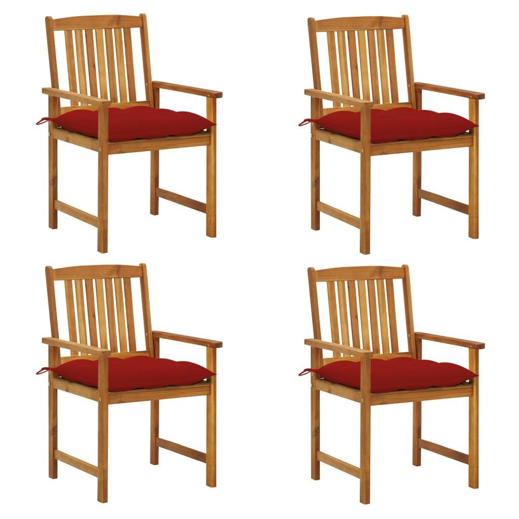 Havestole med hynder 4 stk. massivt akacietræ