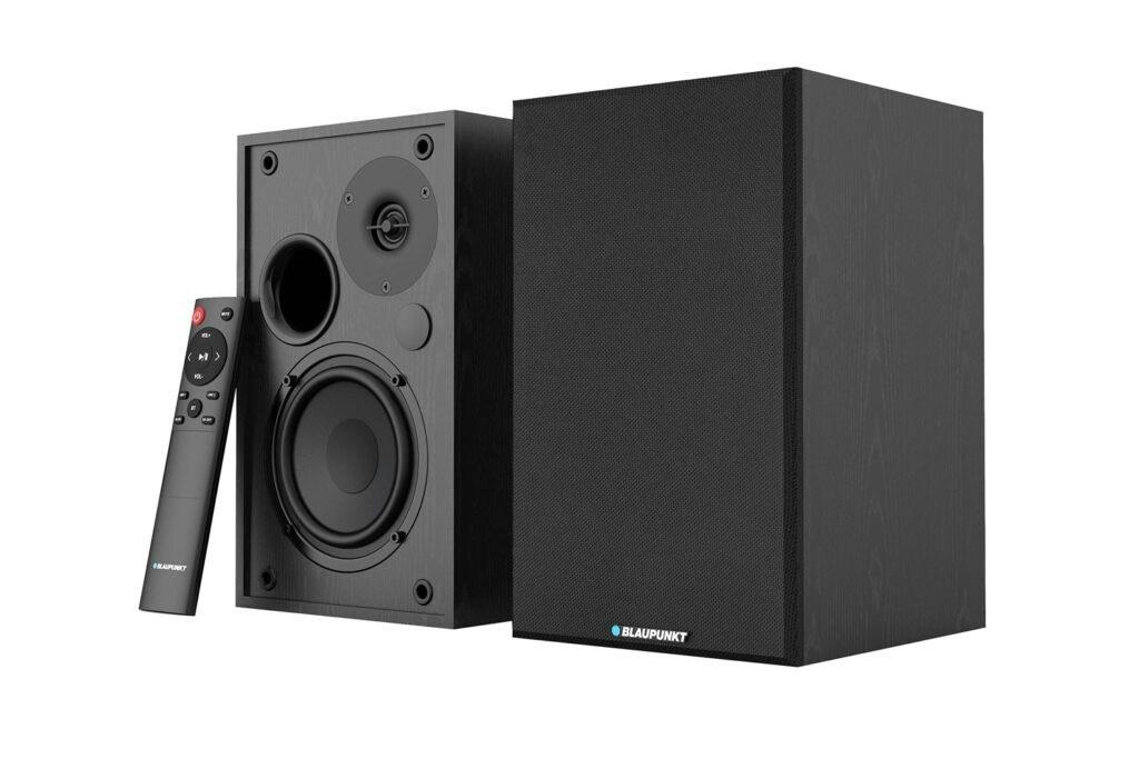 Blaupunkt BS40BK sorte højttalere med HDMI ARC, optisk indgang og fjernbetjening