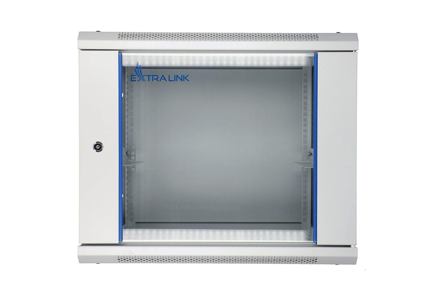 Vægmonteret 19" rackskab 9U - Extralink, grå 600×450 billede