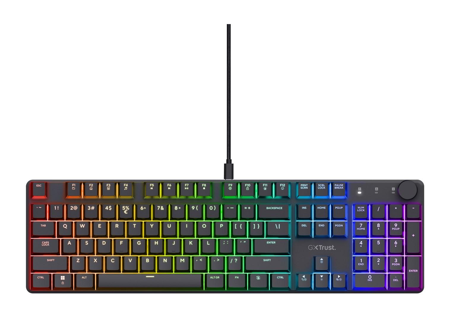 Gaming tastatur Trust GXT 866 Torix - mekanisk, RGB, fuld størrelse, USB, sort billede