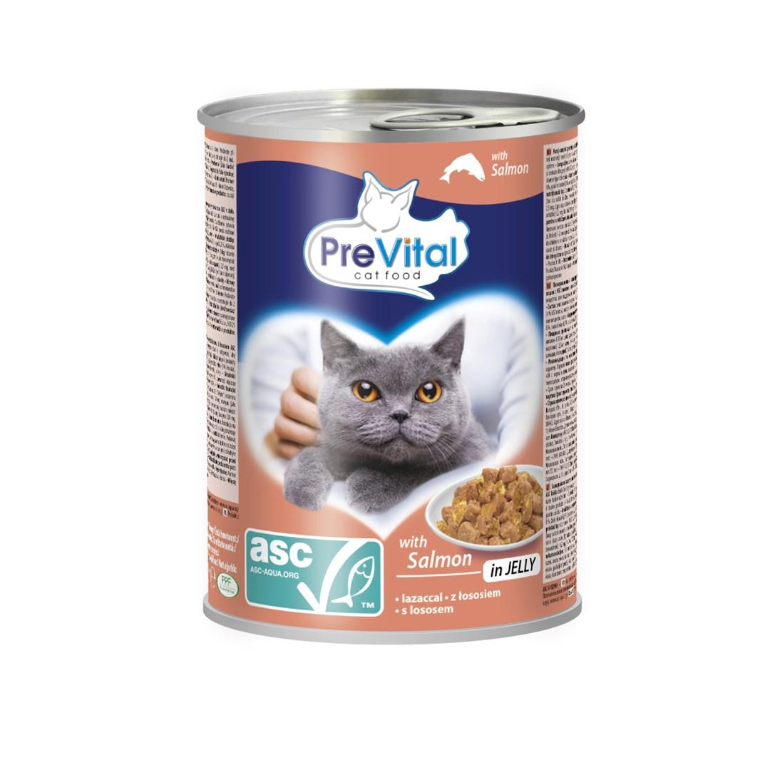 Vådfoder til kat – PREVITAL med laks i gelé, 415 g billede