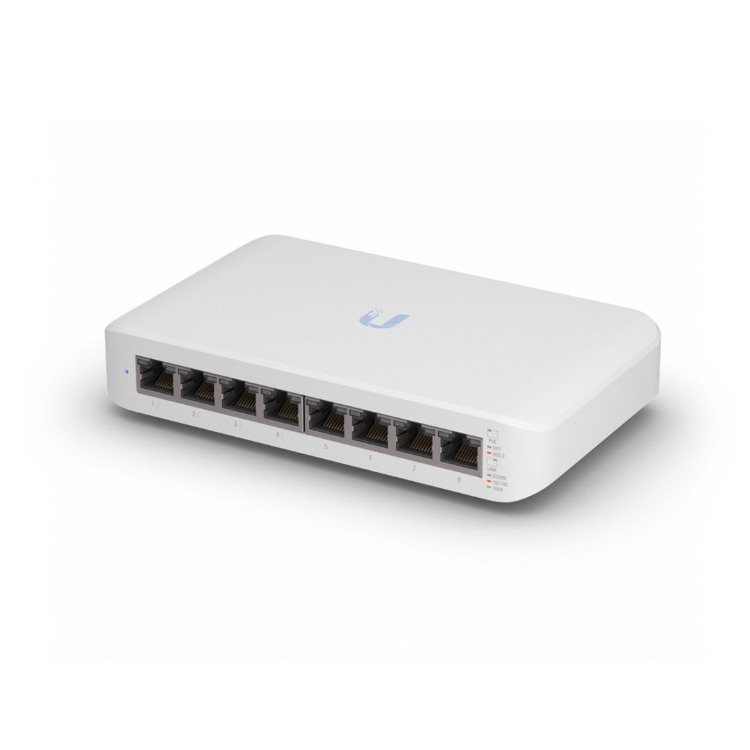 Netværksswitch Ubiquiti UniFi Switch Lite 8 PoE - L2, Gigabit, hvid