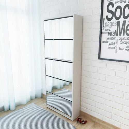 Skoskab 5 rum spejl hvid 63x17x169,5 cm