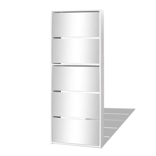 Skoskab 5 rum spejl hvid 63x17x169,5 cm