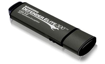 USB flashdrive 128 GB - iStorage Kanguru Defender Elite300, USB Type‑A 3.2 Gen 1, sort/grå billede