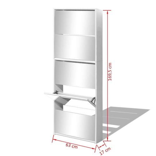 Skoskab 5 rum spejl hvid 63x17x169,5 cm