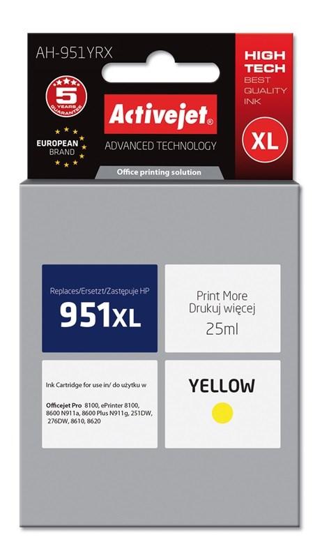 Blækpatron XL til HP – Activejet AH-951YRX, gul, 25 ml billede