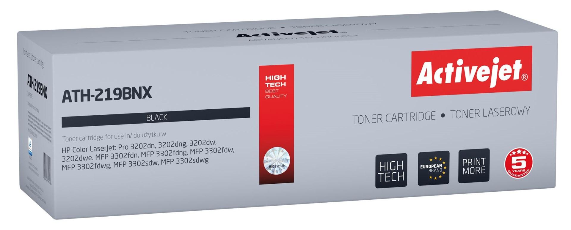 Toner til HP – Activejet ATH-219BNX, erstatter HP 219X W2190X, sort, med chip, 3.200 sider billede