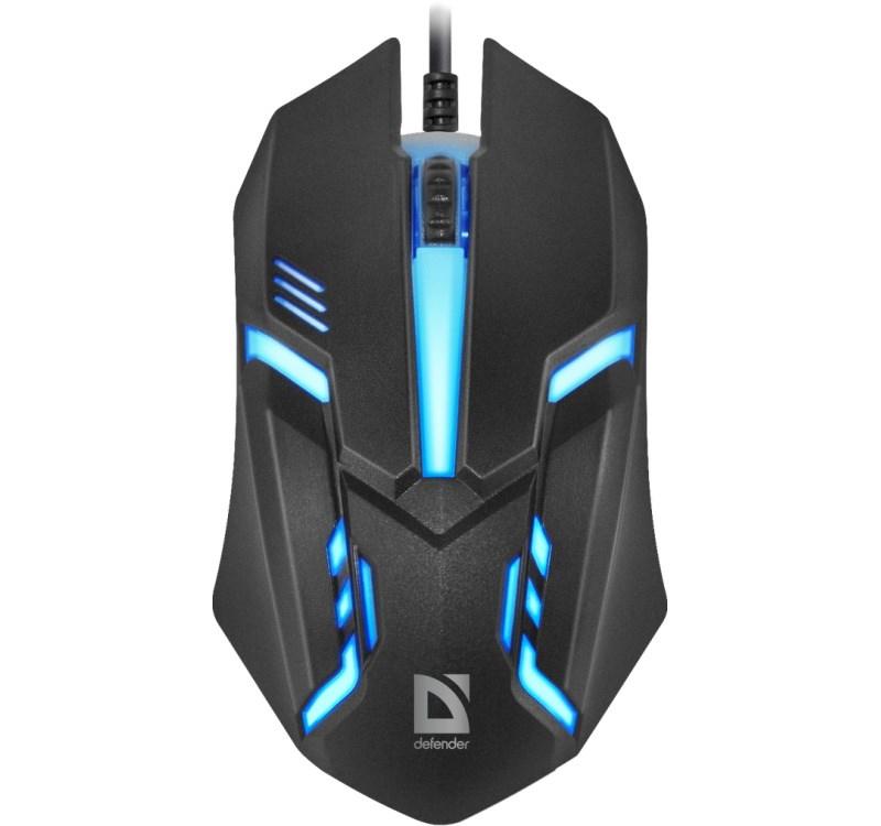 Gaming mus – Defender Cyber MB-560L, sort, 7 farver, 1.200 DPI billede