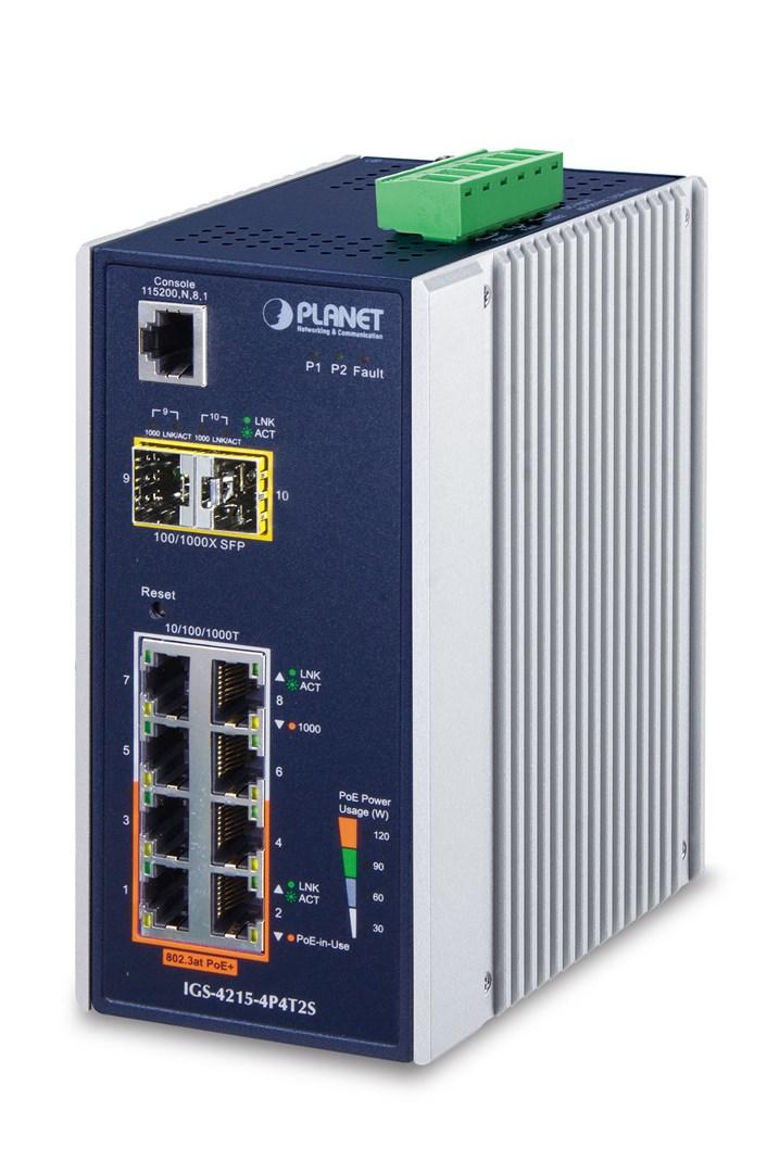 Netværksswitch Planet IGS-4215-4P4T2S - administreret L2/L4 Gigabit, PoE, blå/hvid billede