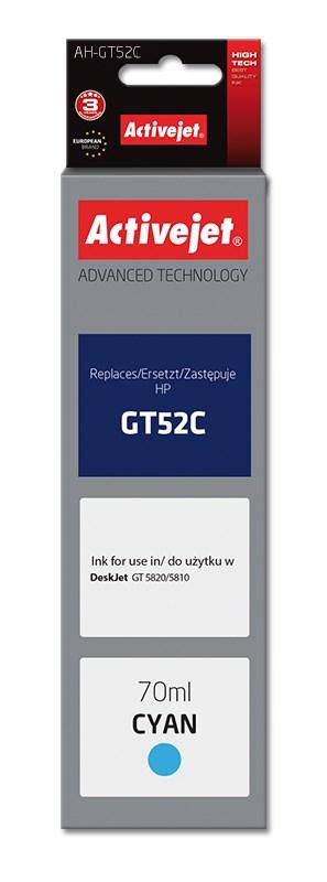 Blæk til printer – Activejet AH-GT52C cyan, 70 ml (kompatibel med HP GT52C M0H54AE) billede