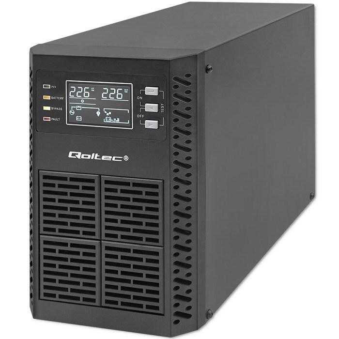 UPS online – Qoltec 1 kVA / 1.000 W med LCD, EPO og USB billede