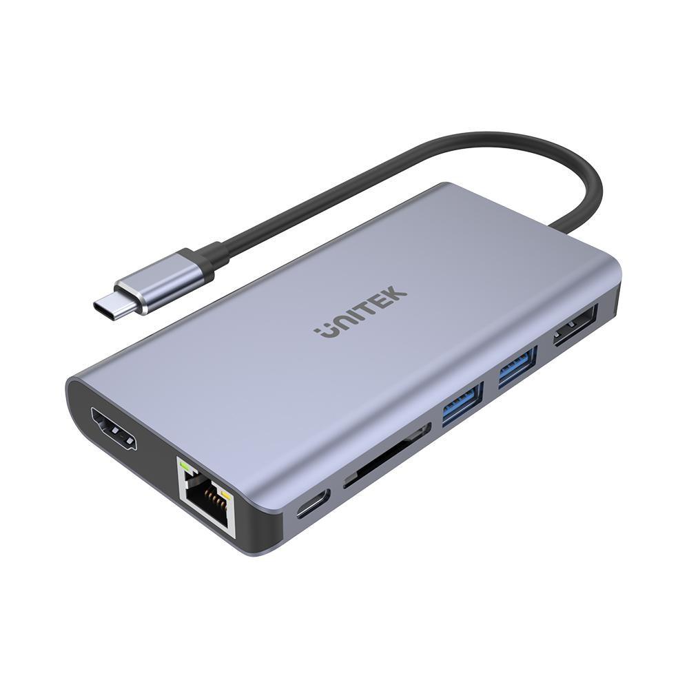 USB-C hub UNITEK uHUB S7 – 9-i-1, grå billede