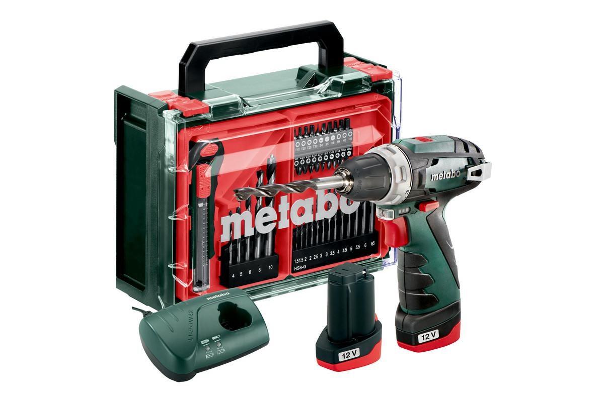 Akkuskruemaskine Metabo PowerMaxx BS Basic sæt 12 V - 2x2,0 Ah + 41 dele billede