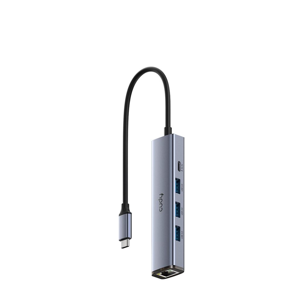 USB-C hub Cudy UH605 – 5-ports, 5.000 Mbit/s, grå/sølv billede