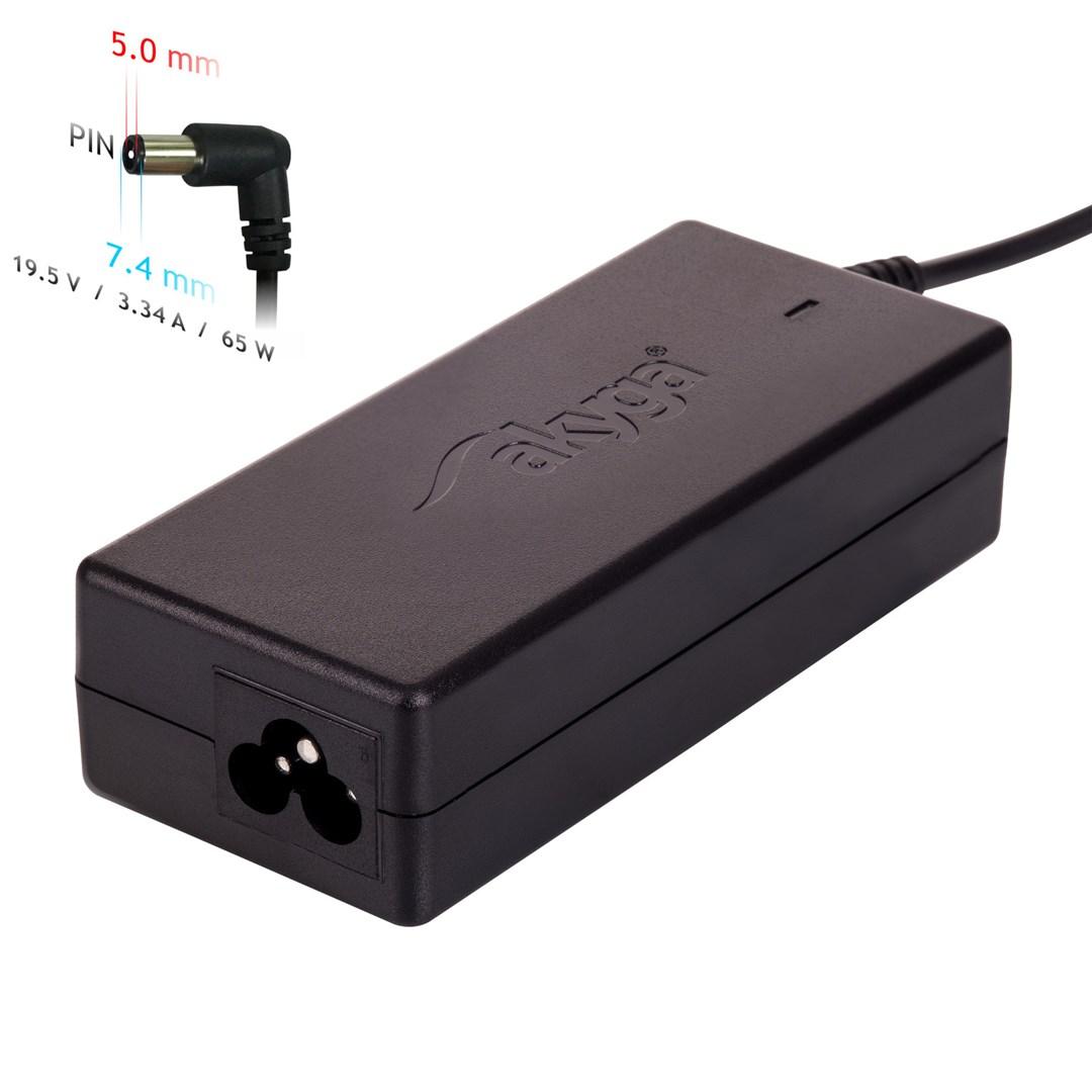 Strømforsyning til laptop Akyga 65 W 19,5 V - sort (til DELL) billede