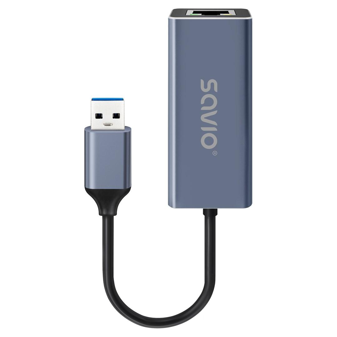 USB-A til RJ-45 gigabit ethernet adapter – Savio AK-83 billede