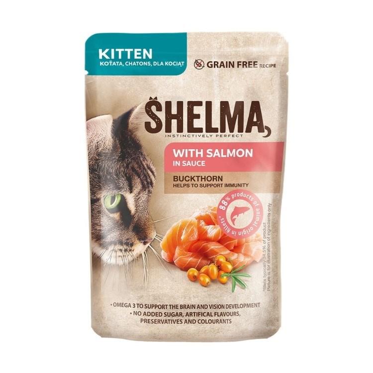 Vådfoder til kattekillinger – SHELMA laks i sauce 85 g billede