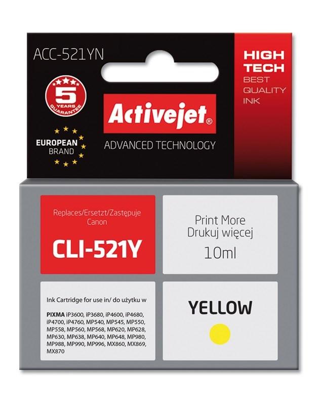 Blækpatron Canon-compatibel Activejet CLI-521Y, gul, 10 ml (Supreme) billede